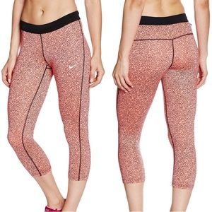 Nike Dri-Fit AOP Relay Crop Running Tights Coral/Black, Medium